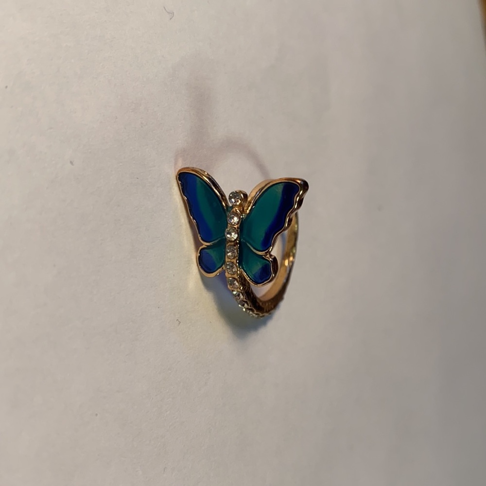 Blue Enamel Butterfly Ring